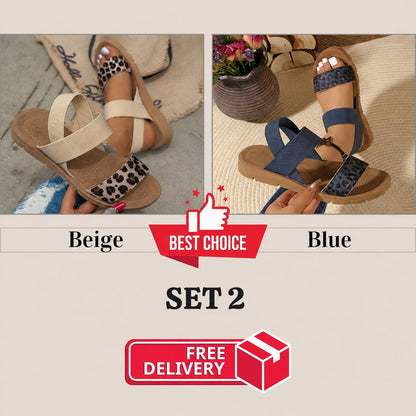 🔥Mega Sale - Buy Now & Save 50% OFF🔥Women's Comfortable & Versatile Leopard Print Sandals Roman Shoes