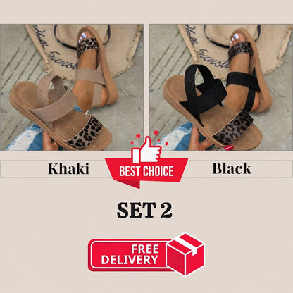 🔥Mega Sale - Buy Now & Save 50% OFF🔥Women's Comfortable & Versatile Leopard Print Sandals Roman Shoes